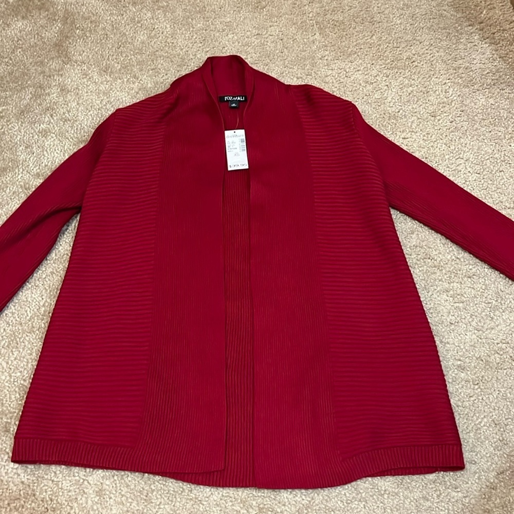 Roz & Ali Red Long Cardigan Sweater, New with Tags!